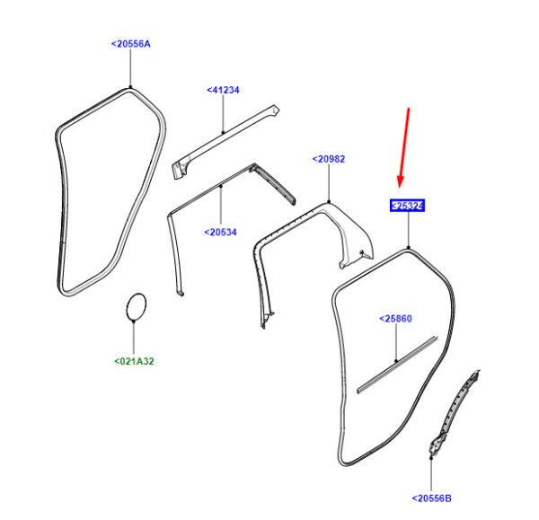 LR178739 - Land Rover Range Rover Velar L560 Rear Left Door Seal LR178739 NEW GENUINE
