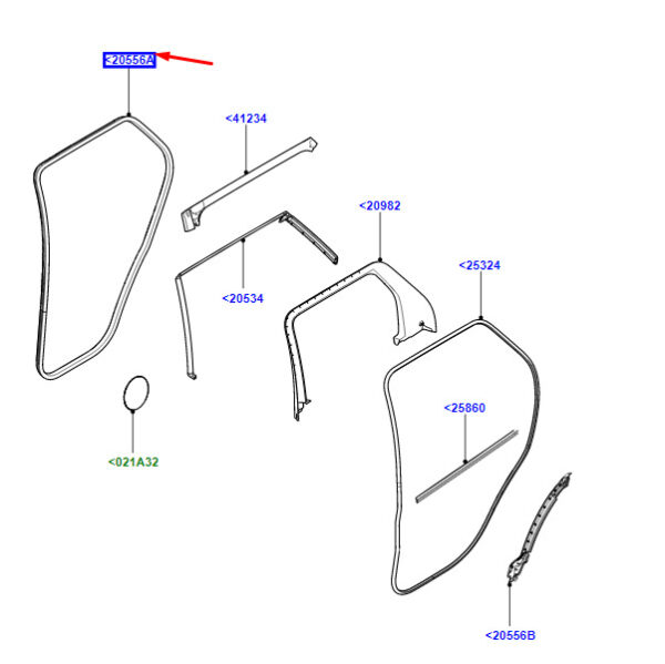 LR178741 - Land Rover Range Rover Velar L560 Rear Door Gasket LR178741 NEW ORIGINAL