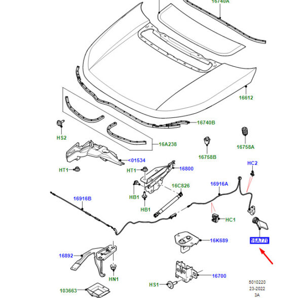 LR178762 - LR Range Rover Velar L560 Bonnet Unlock Lever RHD LR178762 Part