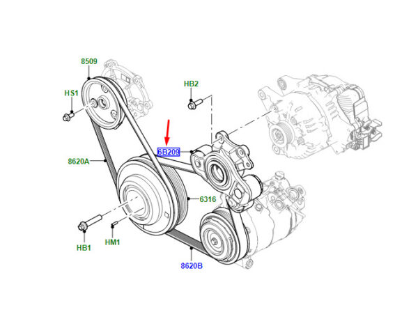LR183531 - Belt tensioner for Land Rover Range Rover Velar L560, LR183531, original part