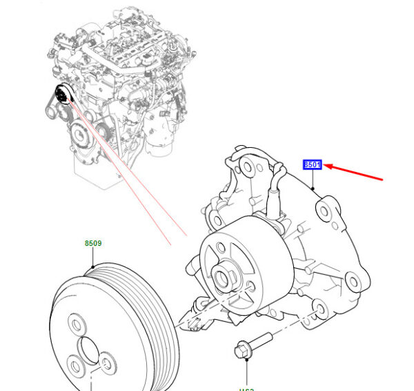 LR189053 - Water pump for Land Rover Range Rover Velar L560, LR189053, original part