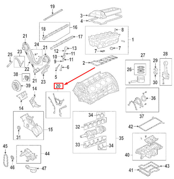 LVQ000040 - LR RR L322 Front Engine Control Cover Gasket Set LVQ000040 NEW