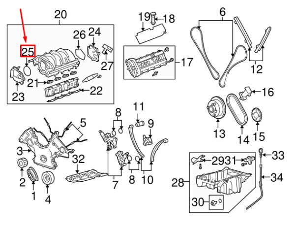 LWF500020 - LAND ROVER DISCOVERY 3 L319 Engine Intake Manifold Gasket LWF500020 NEW GENUINE