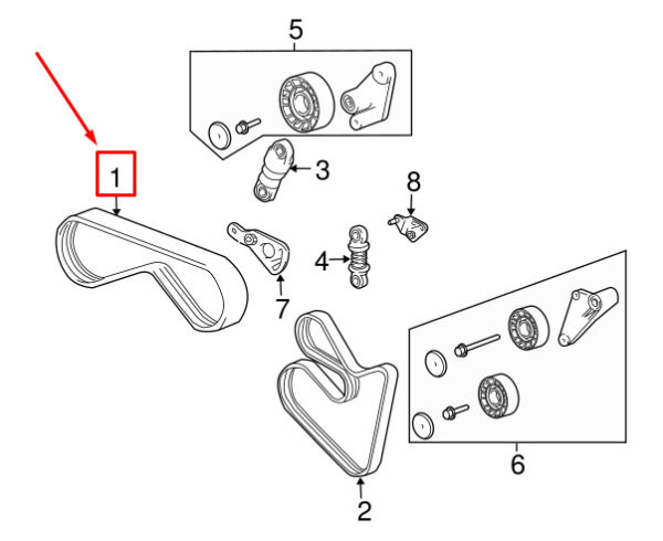 PQS000220 - LAND ROVER RANGE ROVER L322 AC V-rib Strap PQS000220 NEW GENUINE