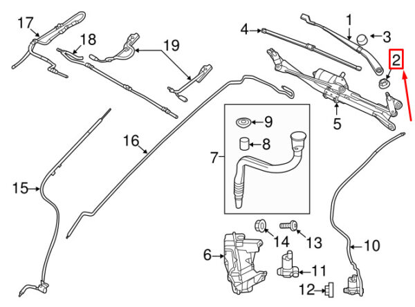 RYH500390 - LR RANGE ROVER EVOQUE L538 Windshield Wiper Arm Nut RYH500390 NEW GENUINE
