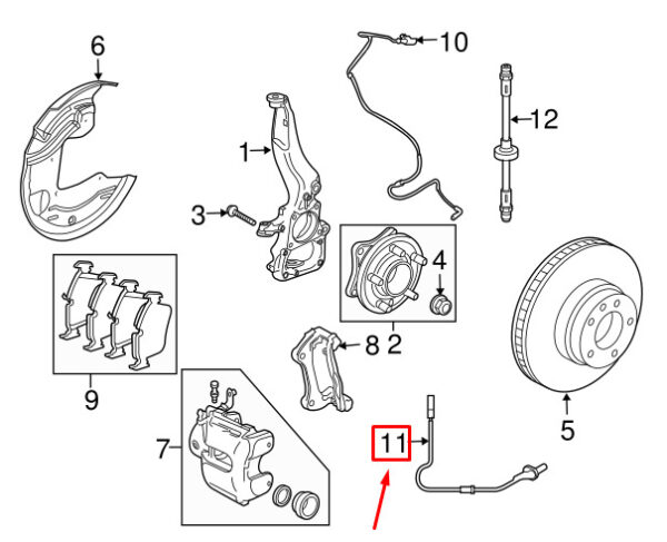 SSB500092 - LAND ROVER DISCOVERY 3 L319 Front ABS Sensor SSB500092 NEW GENUINE