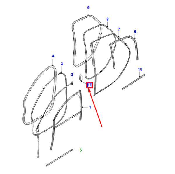 T2H18400 - Jaguar XF X260 door gasket rear left T2H18400 NEW ORIGINAL