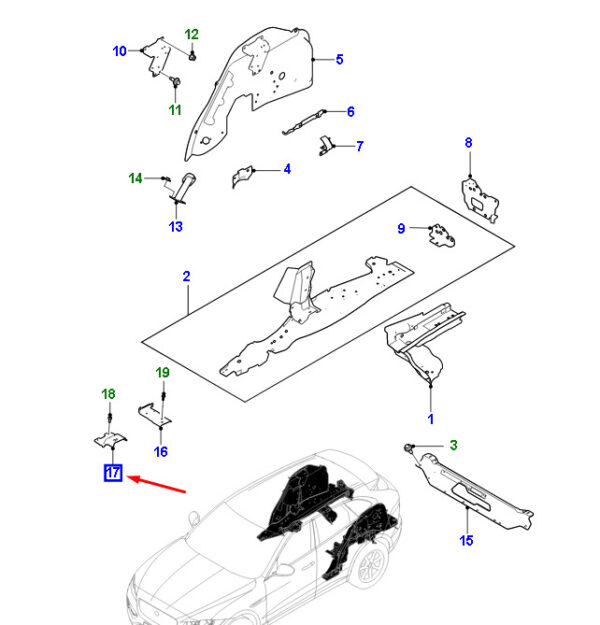 T4A13905 - JAGUAR F-PACE X761 RIGHT SIDE PANEL REINFORCEMENT T4A13905 NEW GENUINE