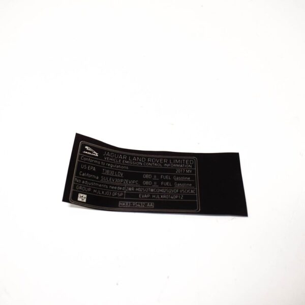 T4A1835 - Jaguar F Pace X761 Emission Warning Sign T4A1835 NEW GENUINE