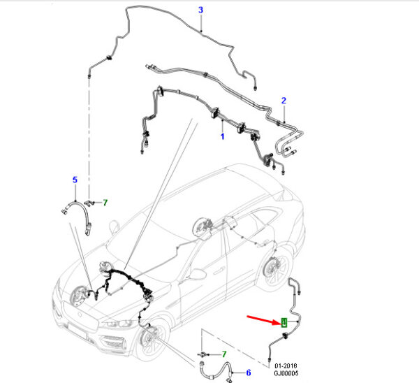 T4A1973 - JAGUAR F-PACE X761 brake line front left RHD T4A1973 NEW original
