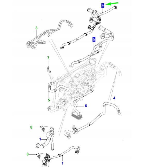 T4A27164 - Jaguar F-PACE X761 Top Radiator Hose T4A27164, Original Part