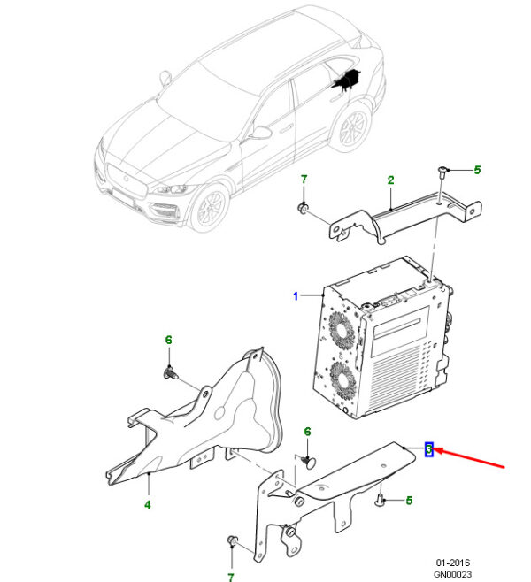 T4A3149 - Jaguar F-PACE X761 Info/Entertainment Module Lower Mount T4A3149 NEW
