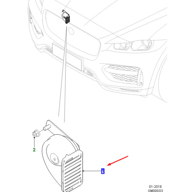 T4A35610 - JAGUAR F-PACE X761 Right Dual Note Horn Signal T4A35610 NEW Original