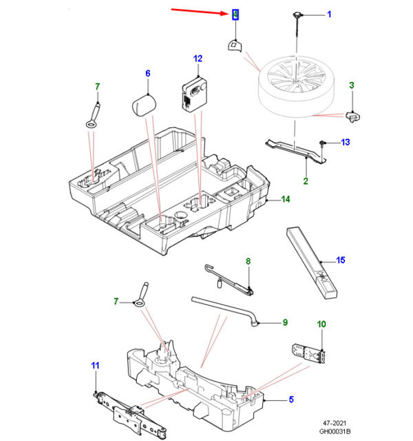T4A35983 - JAGUAR F-PACE X761 Spare Wheel Right Support Foam Pad T4A35983 NEW GENUINE