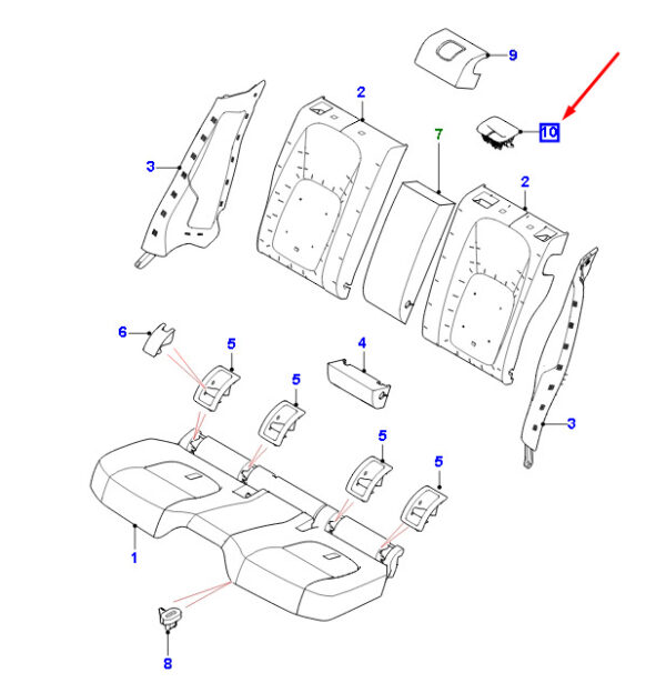 T4A37108PVJ - Jaguar F-PACE X761 Rear Seat Bezel, T4A37108PVJ, Original Part