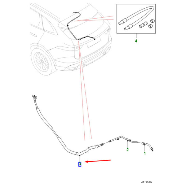 T4A37653 - JAGUAR F-PACE X761 Rear Window Washer Hose T4A37653 NEW Original