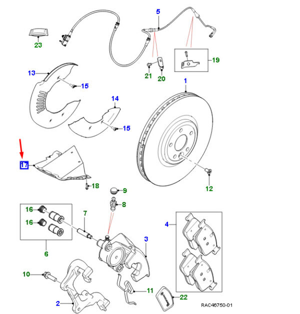T4A38015 - JAGUAR F-PACE X761 Brake Caliper Cooling Channel Front Left T4A38015 NEW Genuine