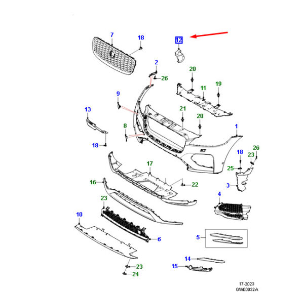 T4A38035 - JAGUAR F-PACE X761 Front Bumper Left Foam Insert T4A38035 NEW