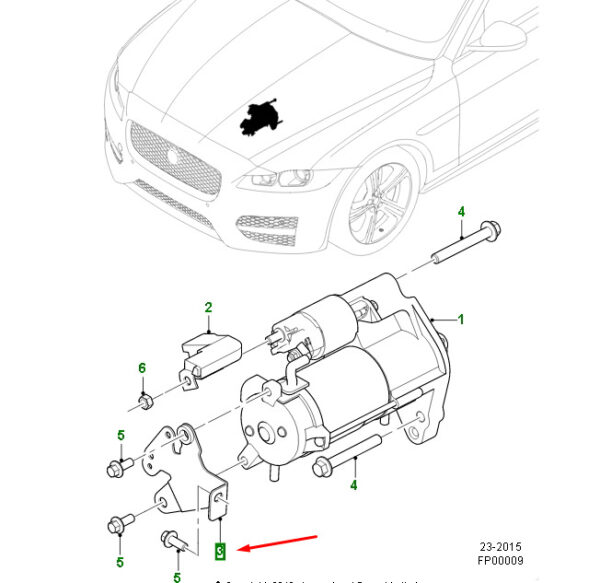T4A3850 - Jaguar F-PACE X761 Starter Mount T4A3850, Original Part