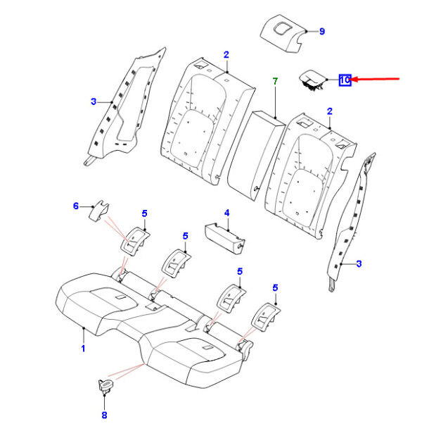 T4A38822SBV - Jaguar F-PACE X761 Rear Seat Center Bezel T4A38822SBV, Original Part