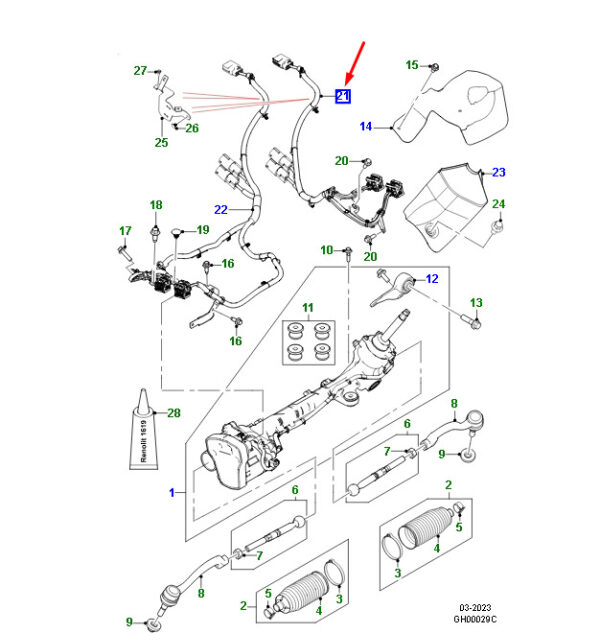 T4A39771 - JAGUAR F-PACE X761 Steering Rack and Pinion Cable LHD T4A3971 NEW ORIGINAL