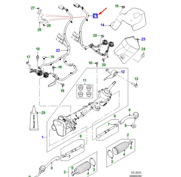 T4A39773 - JAGUAR F-PACE X761 Steering Rack and Pinion Cable LHD T4A3973 NEW ORIGINAL