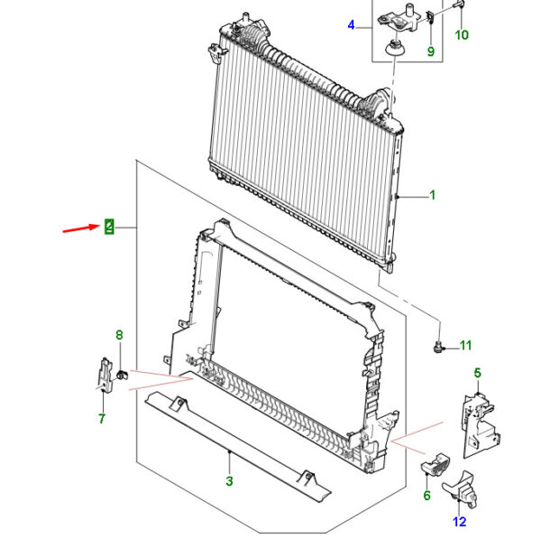 T4A40777 - JAGUAR F-PACE X761 Radiator Mount with Deflector Frame T4A40777 NEW Original
