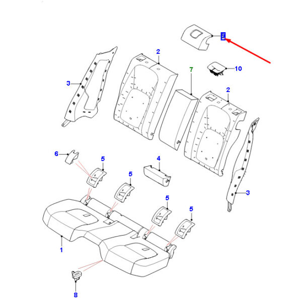 T4A41149 - Jaguar F-PACE X761 Rear Seat Molding T4A41149, Original Part