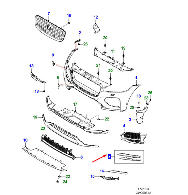 T4A41394 - Jaguar F-PACE X761 Radiator Grille Front Left T4A41394, Original Part