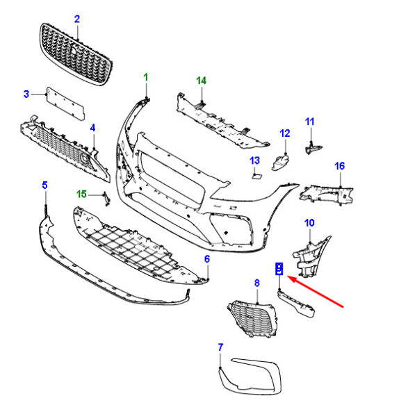 T4A44459 - JAGUAR F-PACE X761 Front Bumper Right Deflector T4A44459 NEW Original