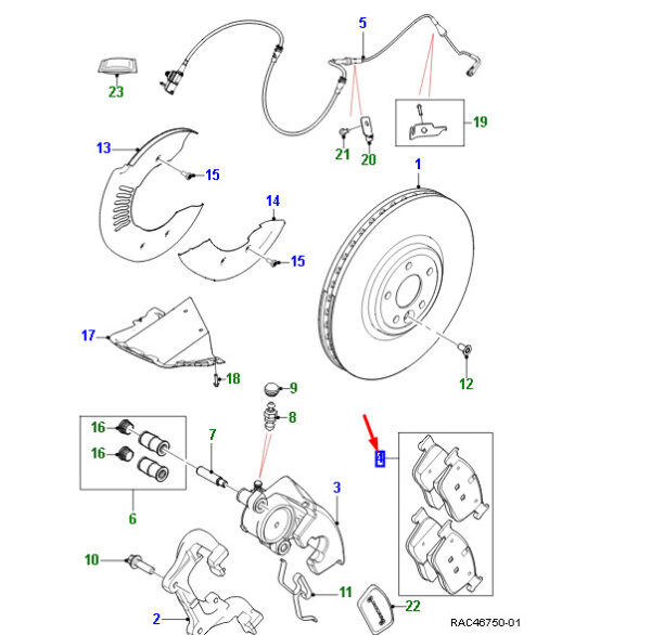 T4A44841 - JAGUAR F-PACE X761 front brake pads T4A44841 NEW ORIGINAL