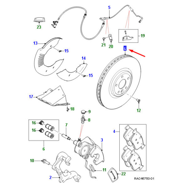 T4A45233 - JAGUAR F-PACE X761 Front Wheel Brake Disc Set T4A45233, New Original