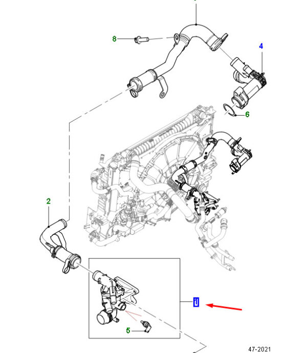 T4A50673 - Thermostat for Jaguar F-PACE X761, T4A50673, Original Part