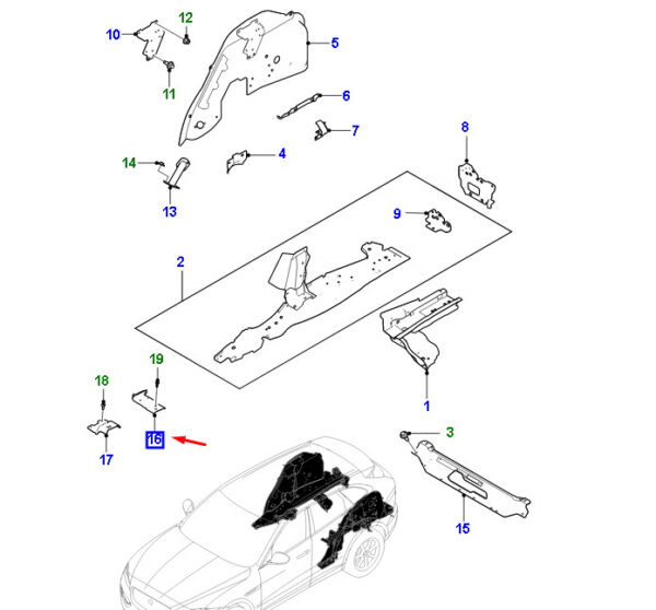 T4A5337 - JAGUAR F-PACE X761 Rear Left Side Part Rear Rear Left T4A5337 NEW ORIGINAL