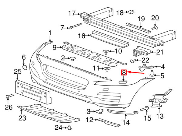 T4A5638LML - Jaguar F X761 Headlight Cleaning System Right Cover Cap T4A5638LML NEW