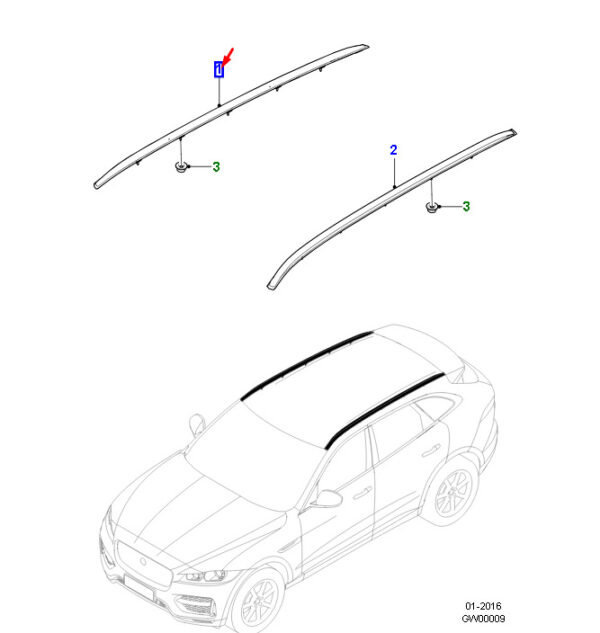 T4A6066 - Jaguar F-Pace X761 Roof Rail Right T4A6066 NEW ORIGINAL