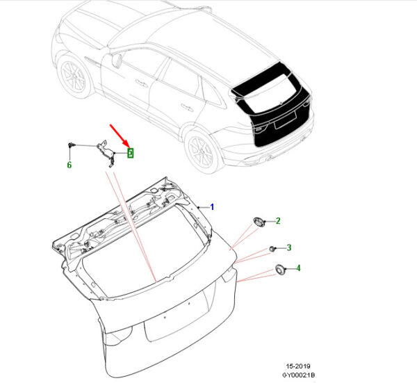 T4A8723 - JAGUAR F-PACE X761 Tailgate Mount T4A8723 NEW ORIGINAL