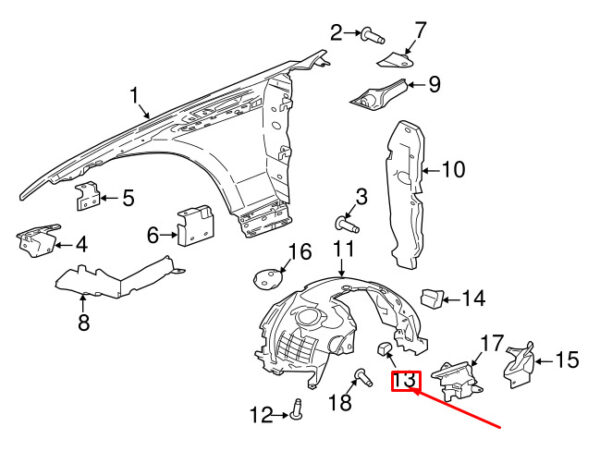 T4K4298 - Jaguar I-PACE X590 Fender Trim Clip T4K4298, Genuine Part