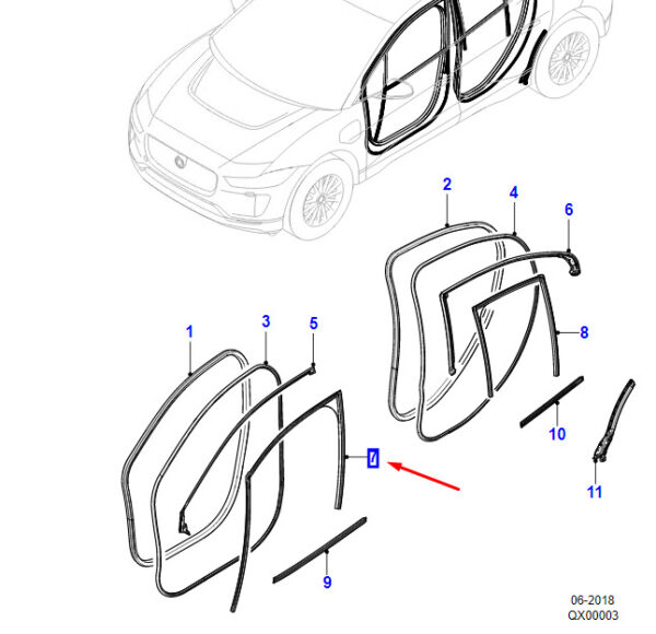 T4K9600 - Jaguar I-PACE X590 Front Left Door Gasket T4K9600 NEW ORIGINAL