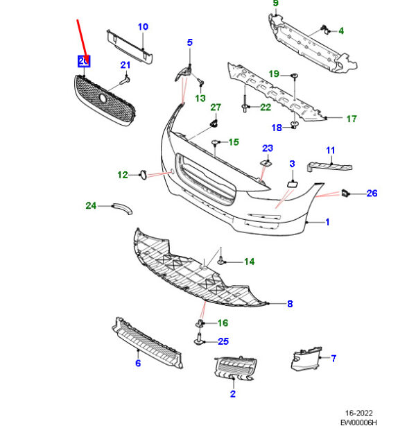 T4N10529 - Radiator grille for Jaguar XE X760, T4N10529, original part