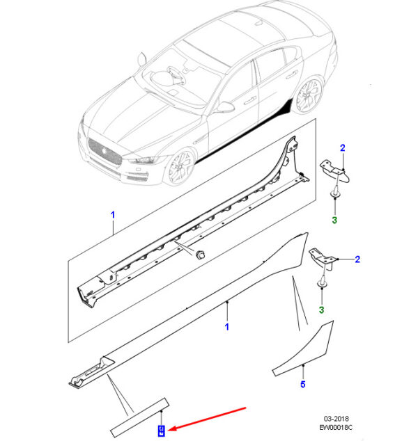 T4N12867 - JAGUAR XE X760 Side Bar Front Right Helicopter Tape T4N12867 NEW
