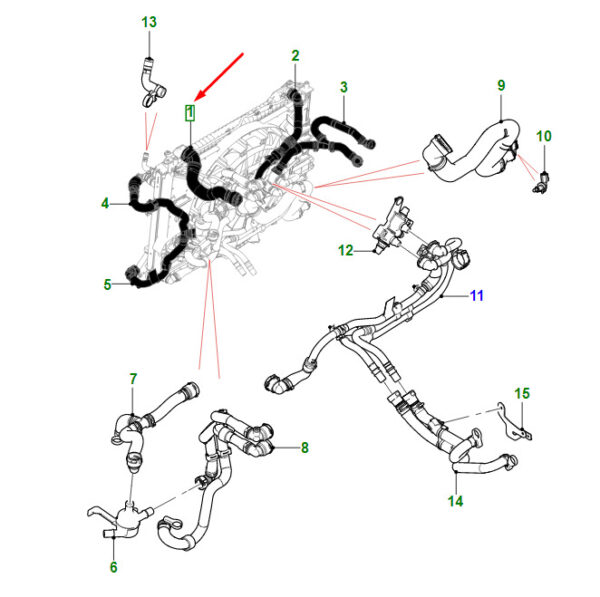 T4N21476 - Jaguar XE X760 Top Radiator Hose T4N21476, Original Part