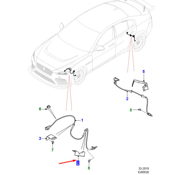 T4N27066 - JAGUAR XE X760 ABS Cable Mount Front Outside Left T4N27066 NEW ORIGINAL