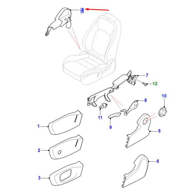 T4N2783SBU - Jaguar XE X760 Front Right Seat Inner Lounger Cover T4N2783SBU New