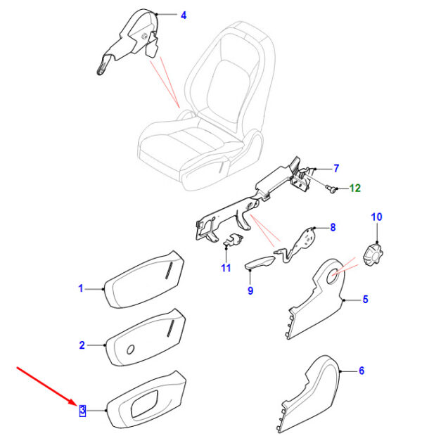 T4N2788AMT - Jaguar XE X760 seat apron front right T4N2788AMT, original part