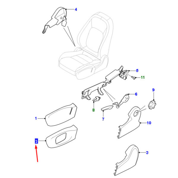 T4N2788LKP - Jaguar F-PACE X761 Front Right Outside Seat Apron T4N2788LKP NEW ORIGINAL