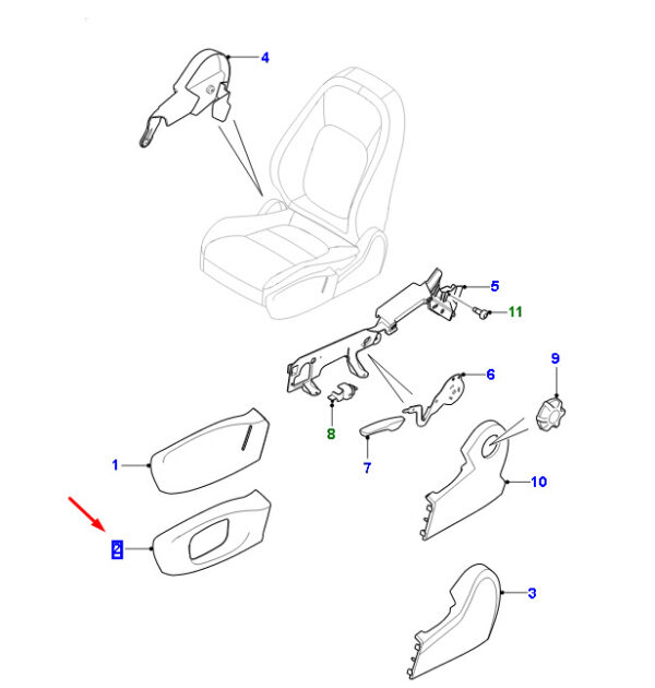 T4N2791SBK - Jaguar F-PACE X761 Front Left Outside Seat Apron T4N2791SBK NEW ORIGINAL