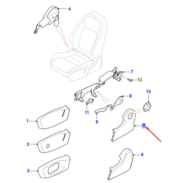 T4N2798PVJ - JAGUAR XE X760 seat cover for reclining function front left outside T4N2798PVJ NEW