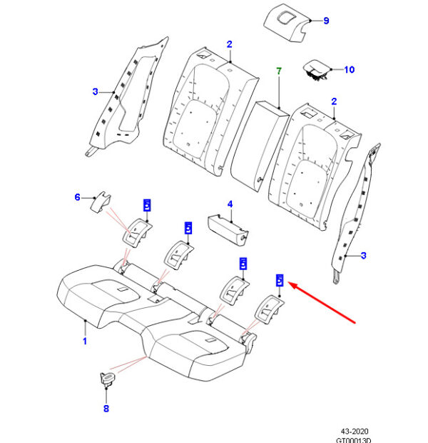 T4N2853LKP - Jaguar F-PACE X761 Child Restraint System Rear Anchor Bezel T4N2853 Pickup Part