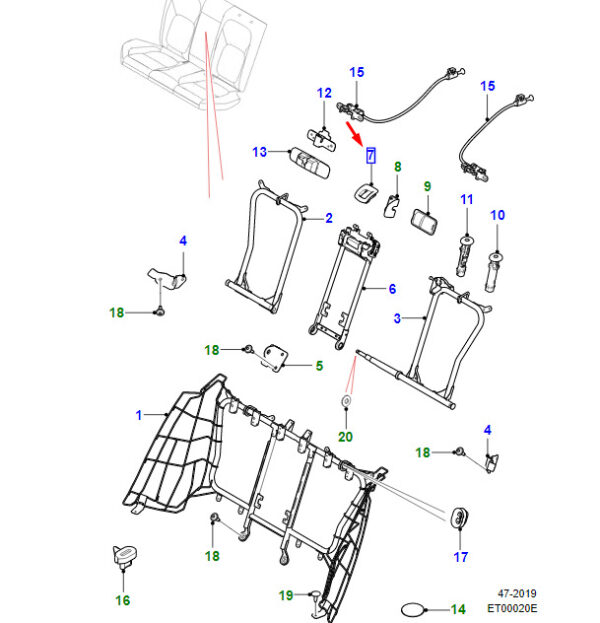 T4N2873SBU - Jaguar XE X760 Rear Seat Back Split Center Bezel T4N2873SBU NEW ORIGINAL